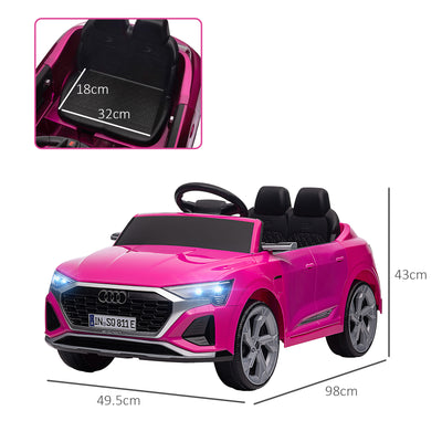 AIYAPLAY Audi Q8 e-tron Sportback Licensed 12V Ride on Car w/ Remote, 4 Spring Suspension Wheels, Headlights, Music, Horn - Pink 