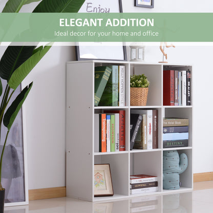 HOMCOM Wooden 9 Cube Storage Cabinet Unit 3 Tier Bookcase Shelves Organiser Rack Display  - White 