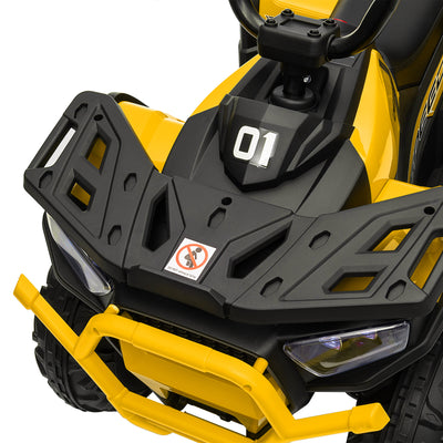 AIYAPLAY 12V Kids Electric Ride on ATV, Battery Powered Quad Bike w/ Spring Suspension, Forward Backward, Storage Basket - Yellow 
