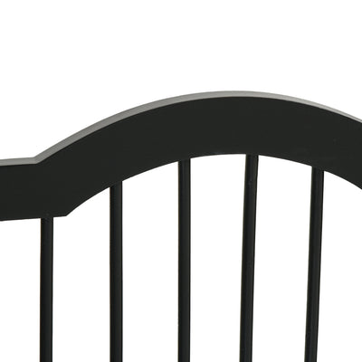 PawHut Freestanding Pet Gate Wooden Dog Gate with Support Feet Foldable Pet Fence Safety Barrier for the House Doorway Stairs Black 