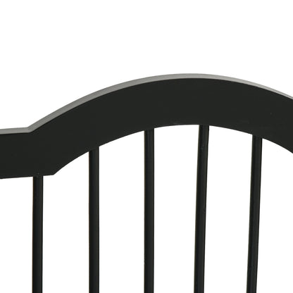 PawHut Freestanding Pet Gate Wooden Dog Gate with Support Feet Foldable Pet Fence Safety Barrier for the House Doorway Stairs Black 