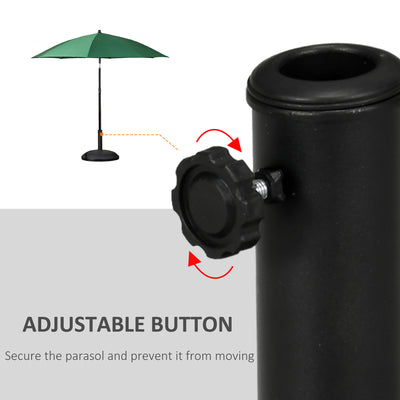 Outsunny 25 kg Parasol Base, Heavy Duty Concrete Patio Umbrella Stand with Adjustable Knob, 49 cm Round Garden Parasol Holder for 35 to 48 mm Poles, Black 
