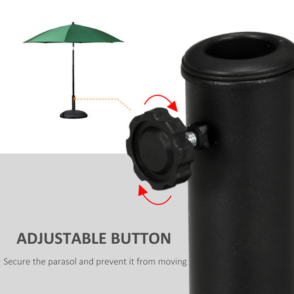 Outsunny 25 kg Parasol Base, Heavy Duty Concrete Patio Umbrella Stand with Adjustable Knob, 49 cm Round Garden Parasol Holder for 35 to 48 mm Poles, Black 