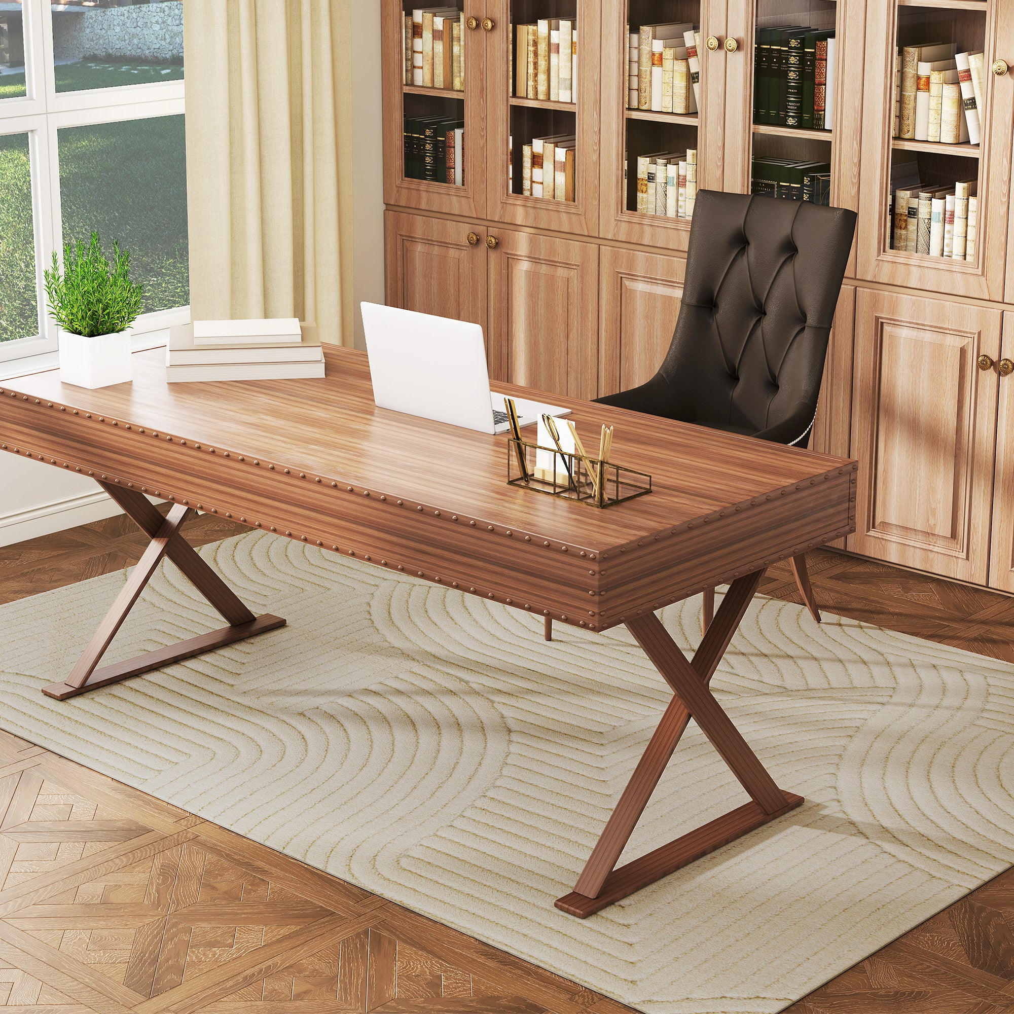 HOMCOM Modern Geometric Rug, Thick & Plush, Non-Slip, 230 x 160 cm – Cream, Living Room/Bedroom/Office 