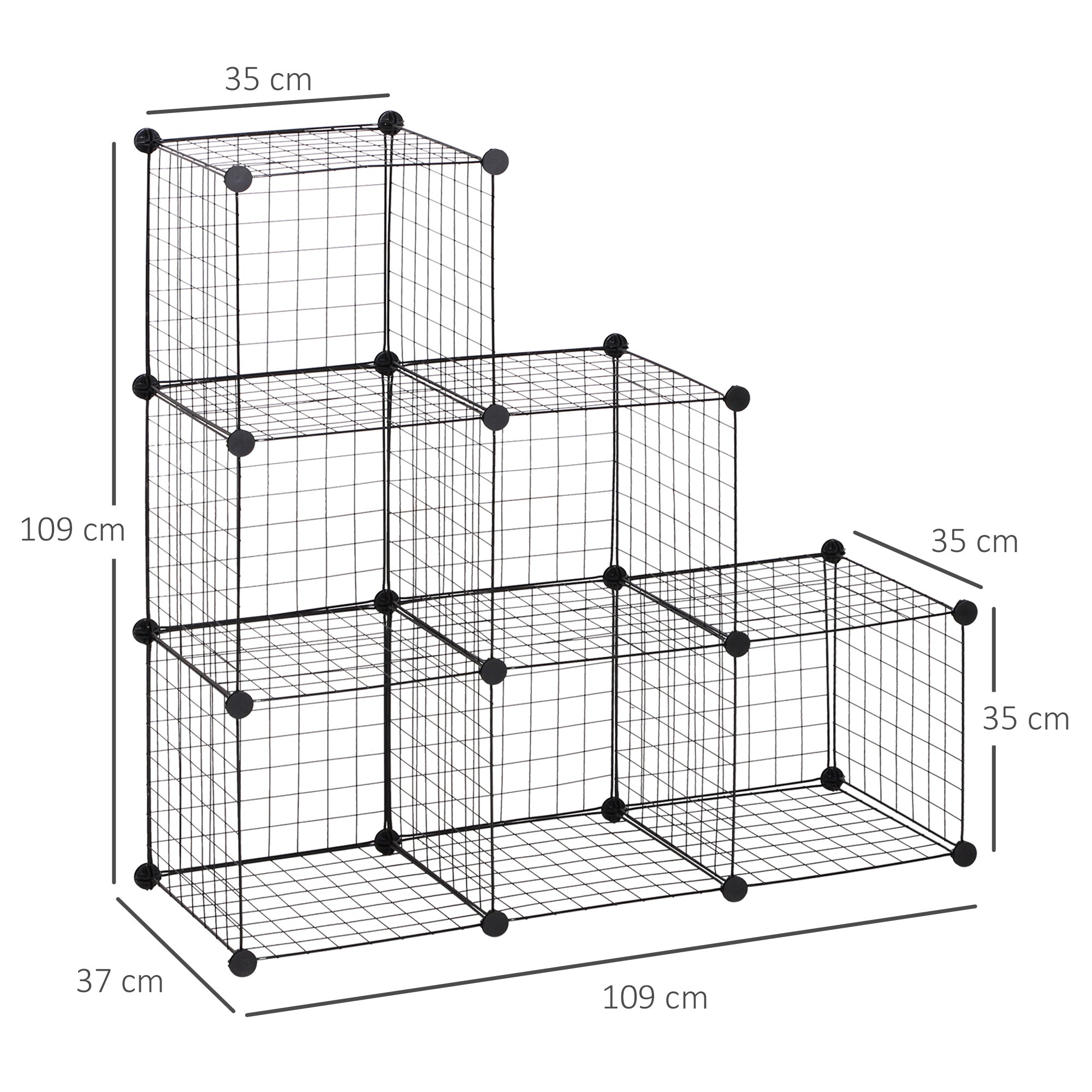 HOMCOM DIY 6 Cube Metal Wire Rack Interlocking Storage Cabinet Living Room Organiser Display Shelves Black 
