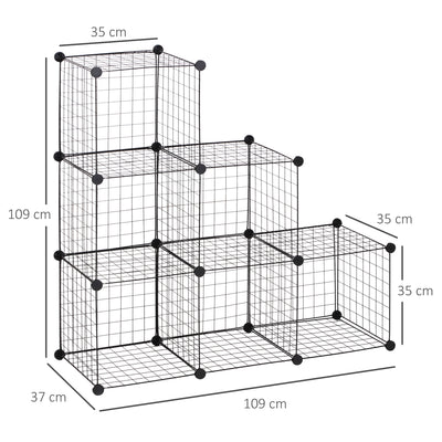 HOMCOM DIY 6 Cube Metal Wire Rack Interlocking Storage Cabinet Living Room Organiser Display Shelves Black 