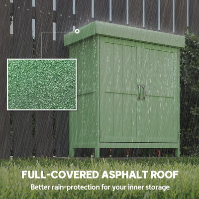 Outsunny Small Shed, Wooden Garden Shed with Openable Hinged Roof and Removable Shelf, 74 x 43 x 88 cm, Light Green 
