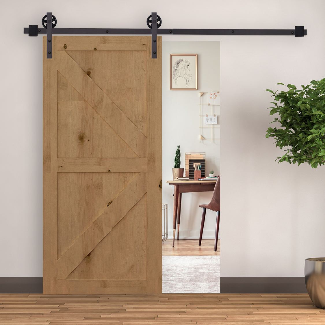 HOMCOM 6ft Modern Single Sliding Barn Door Track Kit Set Closet Hardware for Single Wooden Door 