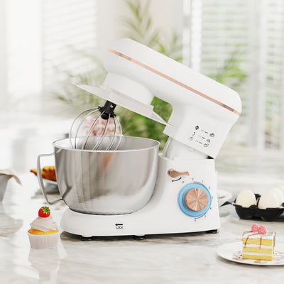HOMCOM 1300W Kitchen Stand Mixer, with Accessories - White 