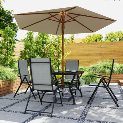 Outsunny Five-Piece Steel Frame Patio Set - Grey/Black 