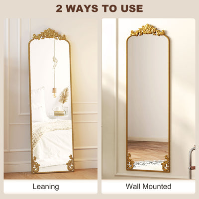 HOMCOM Full Length Mirror, 50 x 160 cm Floor Mirror with Baroque Metal Frame for Bedroom, Living Room, Dressing Room, Gold Tone 
