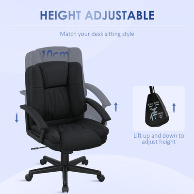 HOMCOM Linen-Look Padded Office Chair - Black 