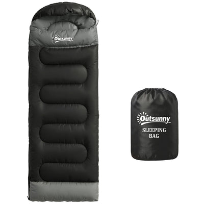 Outsunny Sleeping Bag for Adults, Lightweight & Compact Sleeping Bag, 3 Seasons, Black 