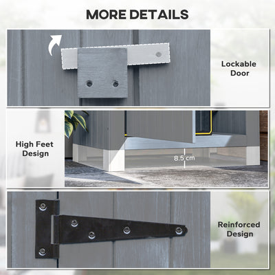 Outsunny Wooden Garden Storage Shed with 3 Shelves, Outdoor Tool Storage Cabinet with Tilt Roof and Lockable Door, 77.5 x 54.2 x 179.5 cm, Grey 