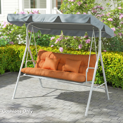 Outsunny Outdoor Seat Cushions Back Cushion with 2 Pillows, Water Repellent Seat Pads for 3-Seater Chair, Orange 