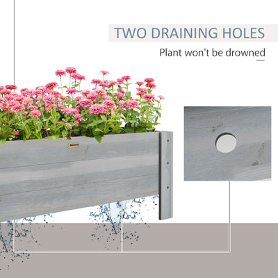 Outsunny 58L Garden Raised Bed Planter Grow Containers for Outdoor Patio Plant Flower Vegetable Pot Fir Wood, 100 x 36.5 x 36 cm, Grey 