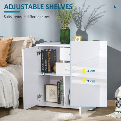 HOMCOM Modern High Gloss Sideboard Storage Cabinet Table Chest of Drawers for Bedroom Living Room Storage Furniture, White 