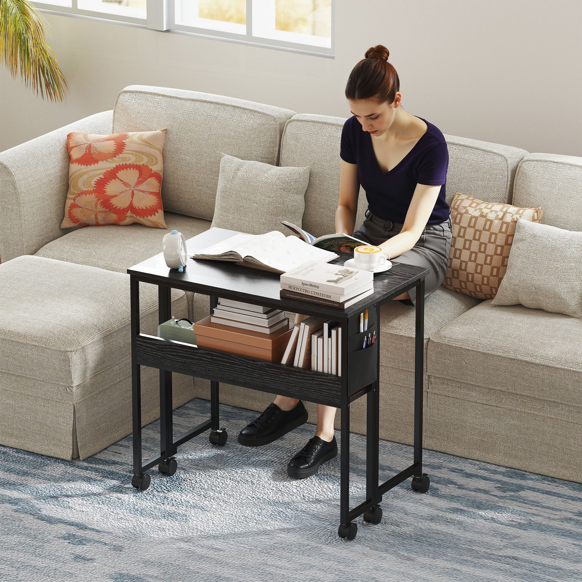 HOMCOM 80 cm Drop Leaf Writing Work Desk - Black 