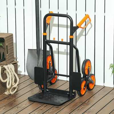 DURHAND Six-Wheel Folding  Sack Barrow Trolley - Black/Orange 