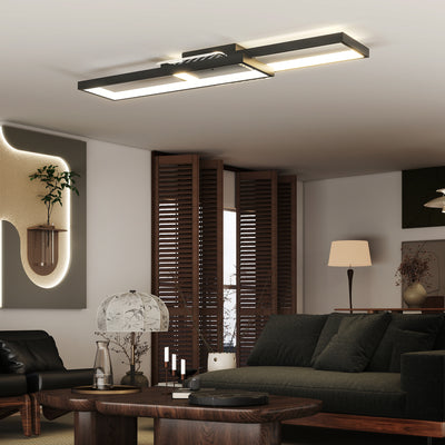HOMCOM LED Ceiling Light, Modern Dimmable Ceiling Light with Wall Switch & Remote Control, Flush Mount Fixture Lamp with 3000-6000K Colour Temperatures for Living Room, Bedroom, Black 