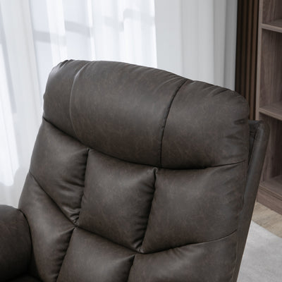 HOMCOM Manual Reclining Chair, Recliner Armchair with Faux Leather, Footrest, Cup Holders, 86x93x102cm, Brown 