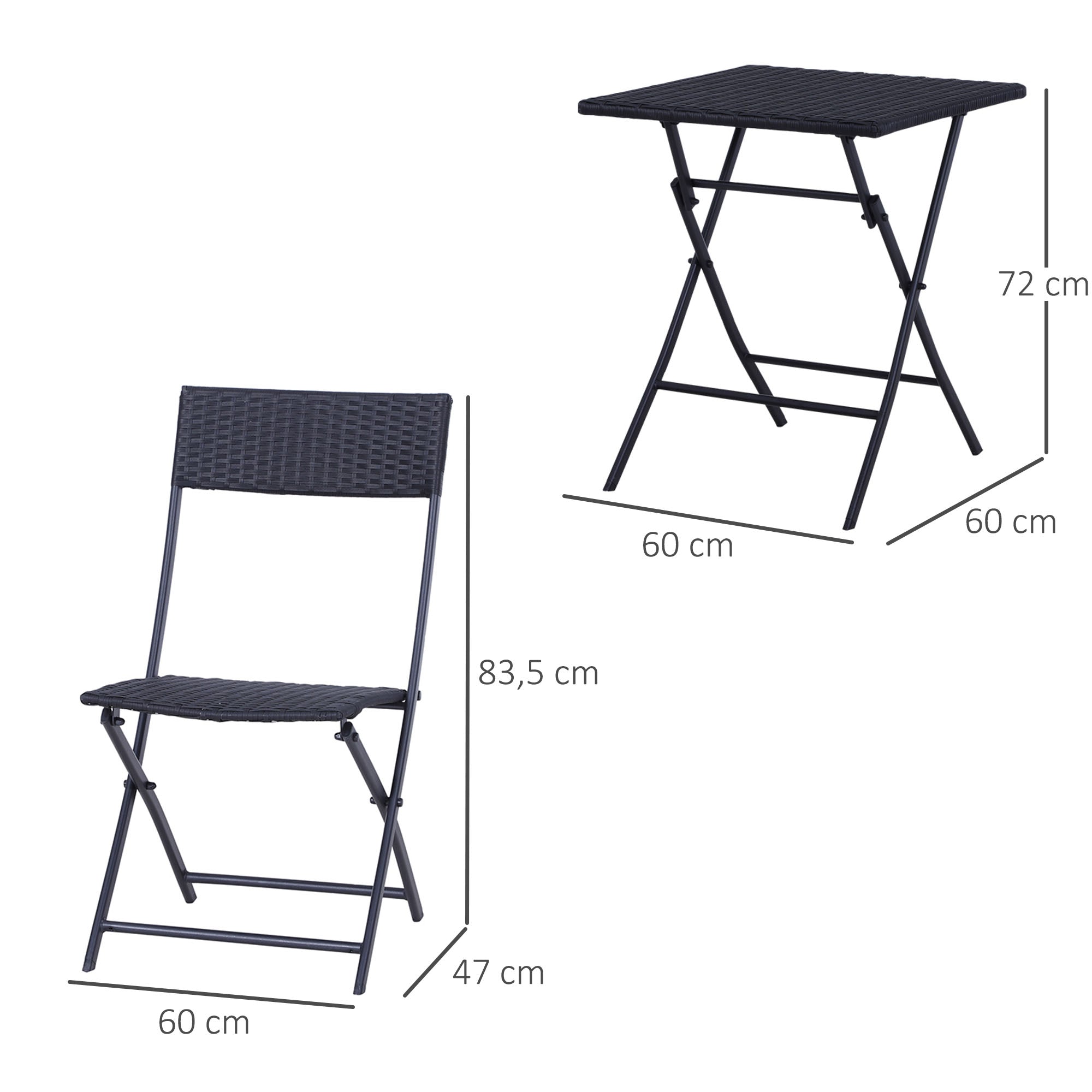 Outsunny 2-Seater Rattan Furniture Set-Black 