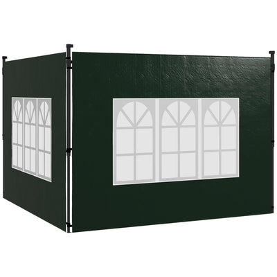 Outsunny Set of Two 3 x 3m Gazebo Frame Replacement Walls - Green 