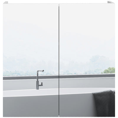kleankin Bathroom Mirror Cabinet, Wall Mounted Bathroom Storage Cupboard with Adjustable Shelf, 60W x 15D x 60Hcm, High Gloss White 