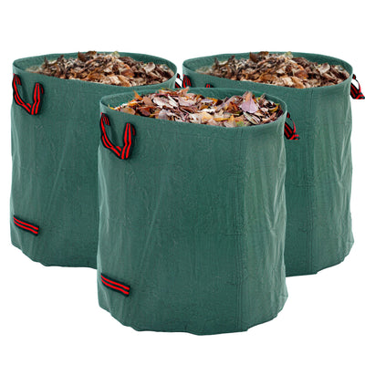 Outsunny Garden Waste Bags, 272L x 3 Heavy Duty Garden Bags, Foldable and Reusable Garden Sacks with Handles for Collecting Garden Waste, Plant waste grass and Leaves, Green 