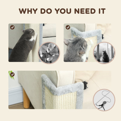 PawHut 56cm Corner Cat Scratching Post with Sisal Scratching Pad, Grey 