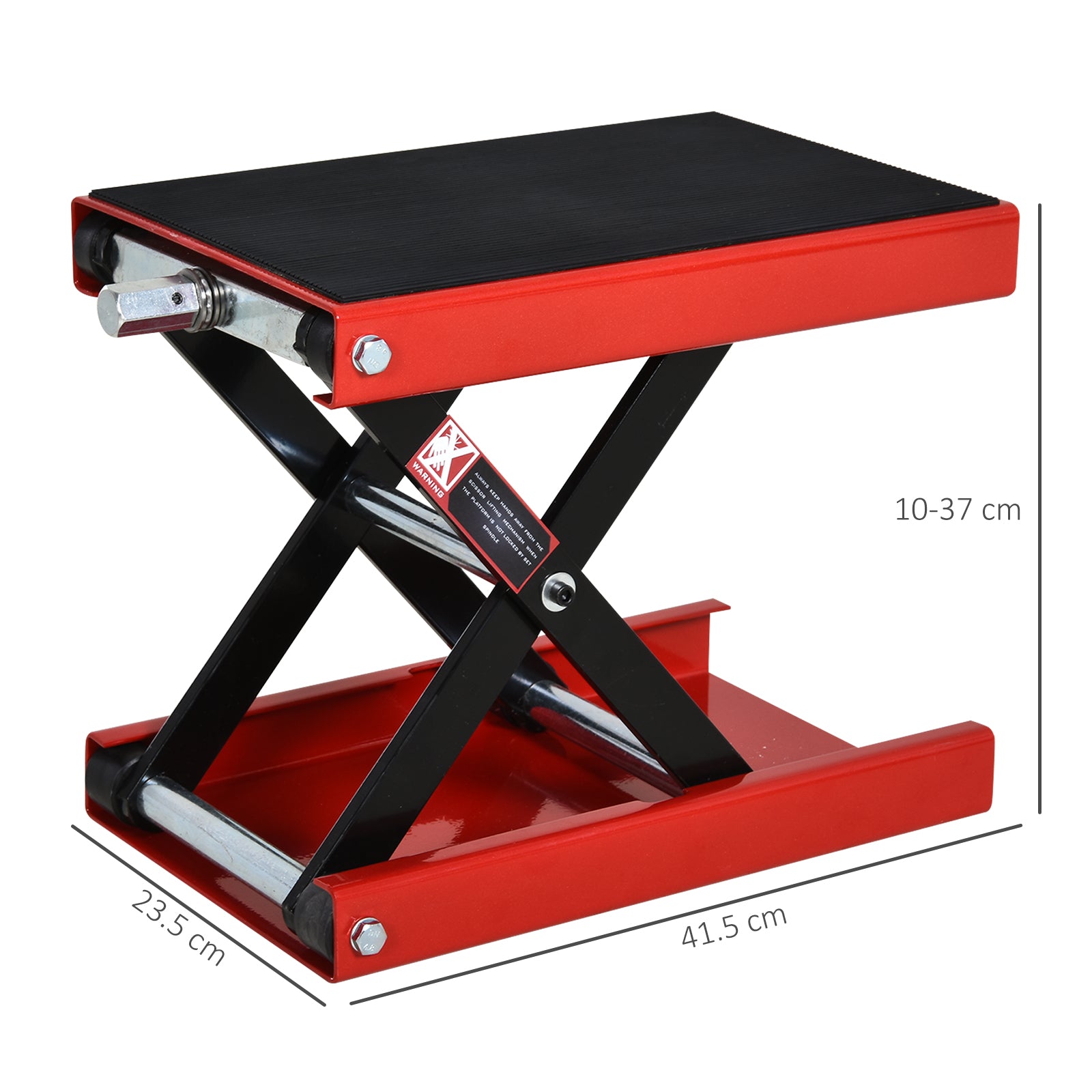 DURHAND 500KG Motorcycle Lift Scissor Jack, Height Adjustable Motorbike Stand with Anti-Slip Wide Deck, Heavy Duty Steel Motorbike Repair Lift Hoist Stand for Home Garage, Red 