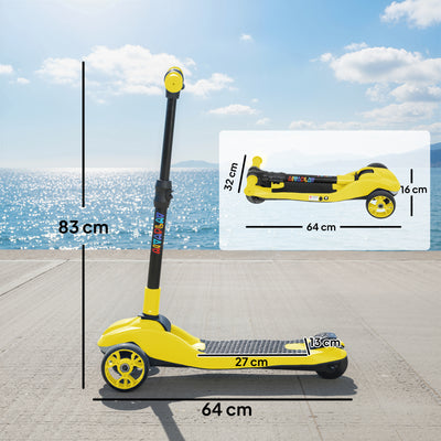 AIYAPLAY Three-Wheel Foldable Electric Scooter for Kids Aged 6-10 Years, Yellow 