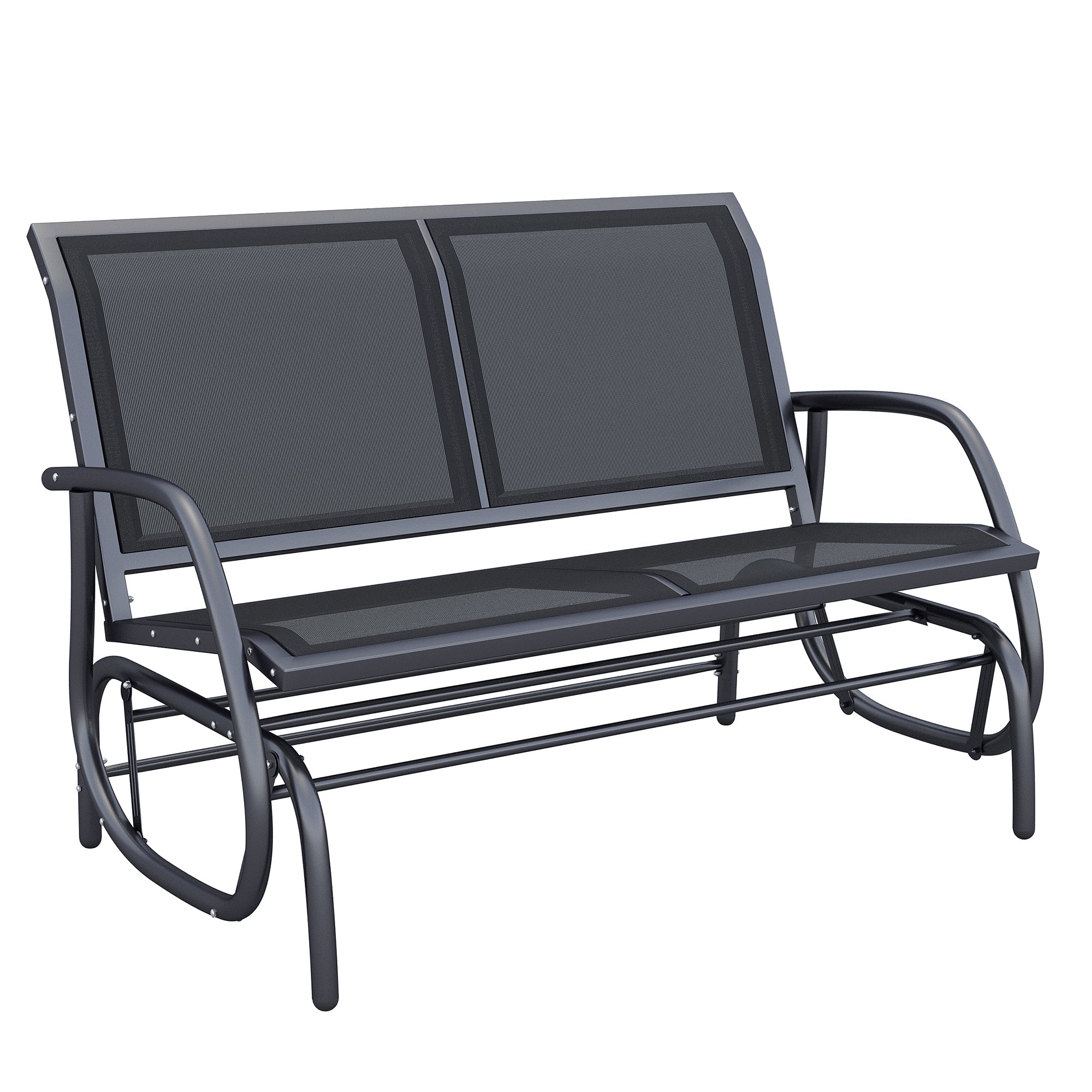 Outsunny 2-Person Outdoor Glider Bench Patio Double Swing Gliding Chair Loveseat w/Power Coated Steel Frame for Garden Patio Porch, Black 