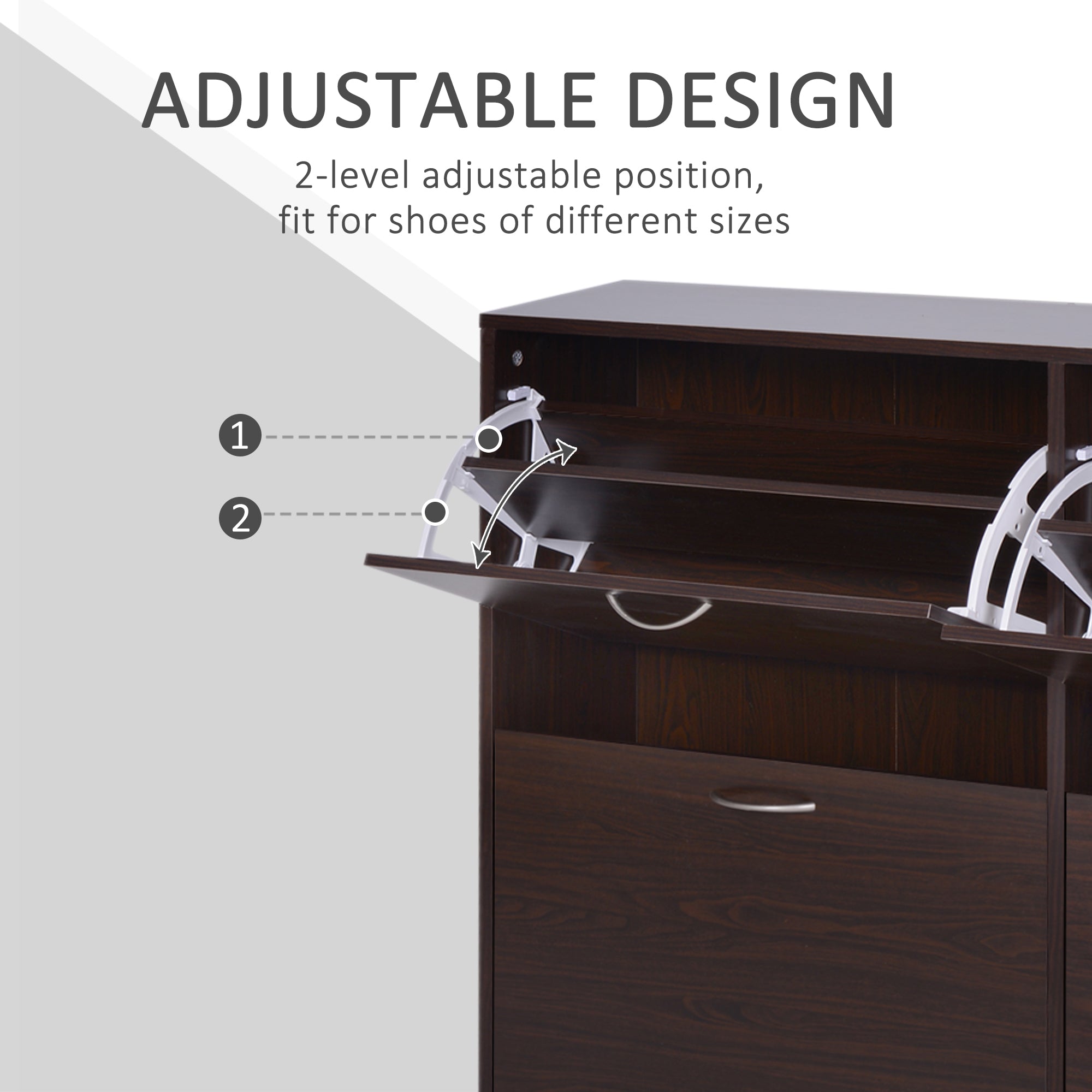 HOMCOM Wooden Modern Design 4 Drawer Shoes Cabinet Pull Down Shelf Storage Organiser Entrance Hallway Furniture - Dark Brown 