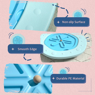 ZONEKIZ Two-In-One Balance Board, Kids Wobble Board with Ball - Blue 