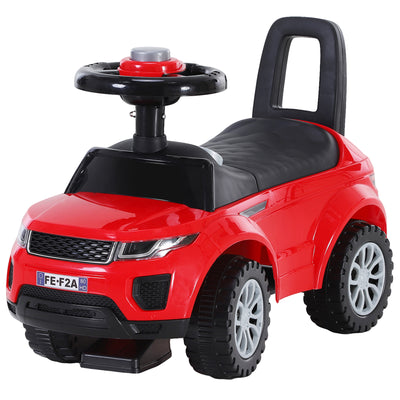 HOMCOM 3-in-1 Ride On Car Foot To Floor Slider Toddler w/ Horn Steering Wheel NO POWER Manual Under Seat Storage Safe Design for 1-3 Year Old Red 
