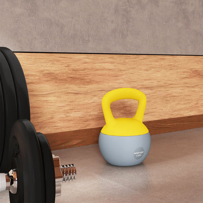 SPORTNOW 12KG Soft Kettlebell, Kettlebell with Non-Slip Handle for Home Gym, Weight Lifting, Strength Training, Yellow/Grey 