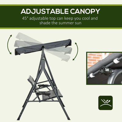 Outsunny 3 Seater Swing Chair, Garden Swing Seat Bench with Adjustable Canopy, Rattan Seat, and Steel Frame for Patio, Yard 