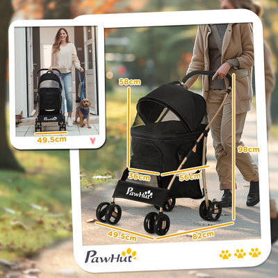 PawHut 3 In 1 Detachable Pet Stroller, for Extra Small and Small Dogs - Black 