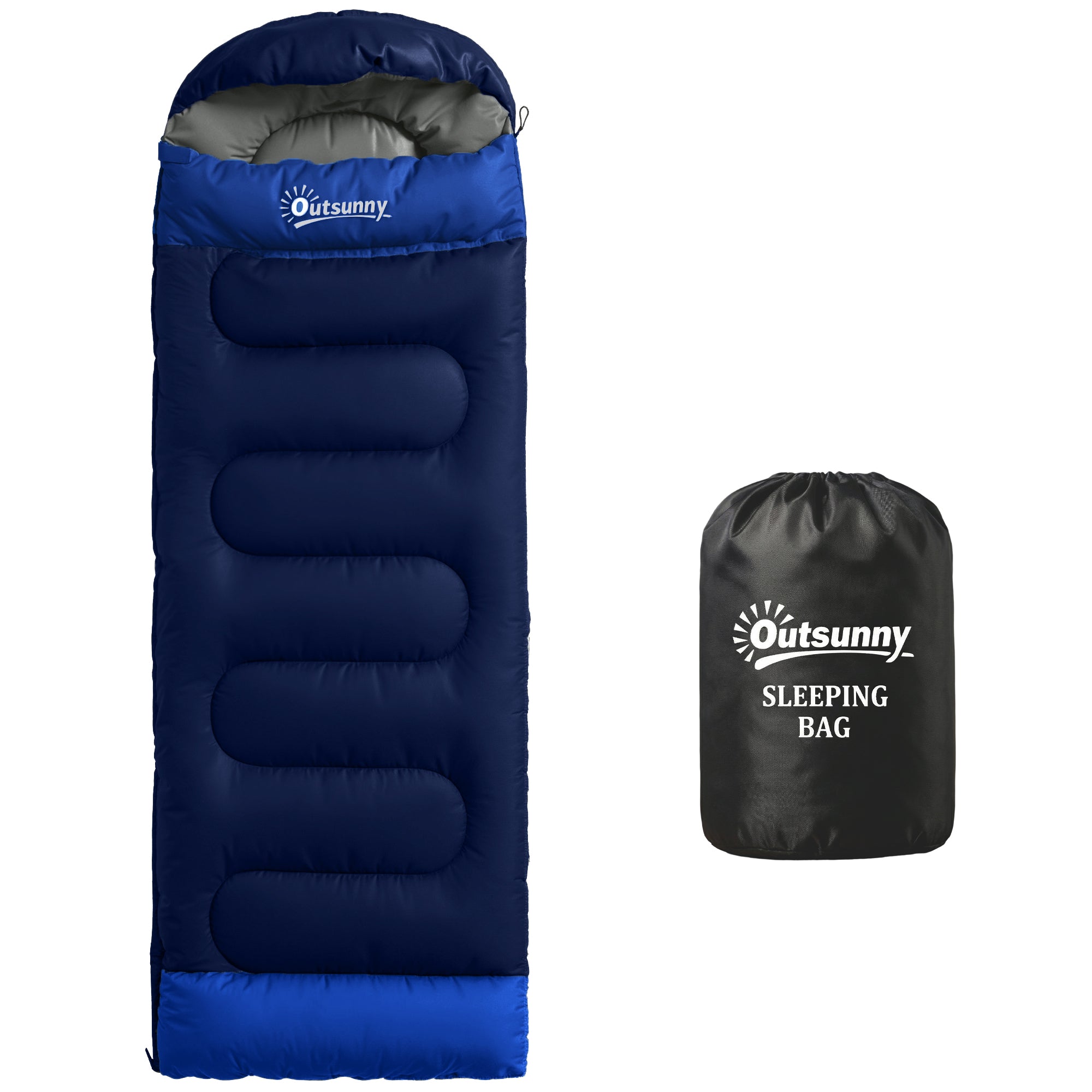 Outsunny Sleeping Bag for Adults, Lightweight & Compact Sleeping Bag, 3 Seasons, Navy Blue 
