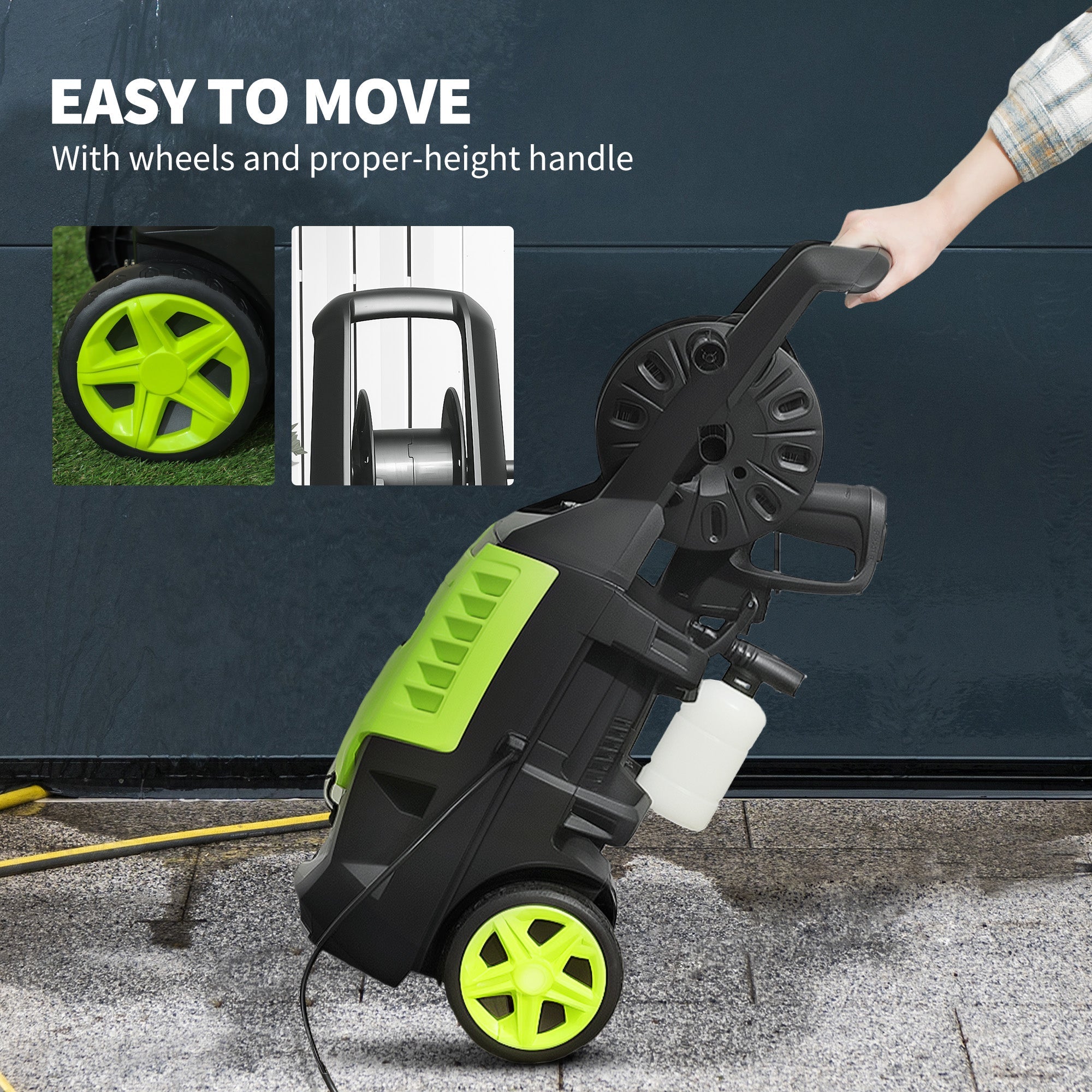 Outsunny 2200W High Pressure Washer, 170 Bar Pressure, 420 L/h Flow, Portable Electric Power Washer Jet Wash Cleaner with Adjustable Nozzle 6M Hose and Hose Reel for Home Patio Car Driveway 