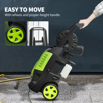 Outsunny 2200W High Pressure Washer, 170 Bar Pressure, 420 L/h Flow, Portable Electric Power Washer Jet Wash Cleaner with Adjustable Nozzle 6M Hose and Hose Reel for Home Patio Car Driveway 