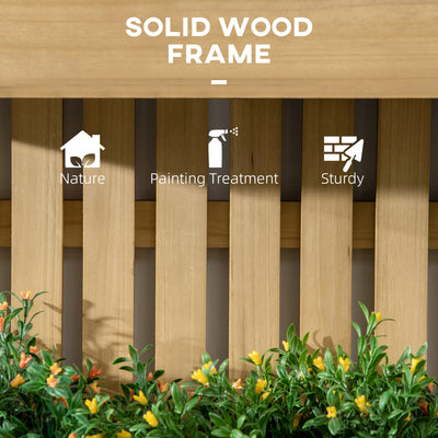 Outsunny Wall-mounted Wooden Garden Planters with Trellis, Drainage Holes and 3 Planter Boxes for Patio, Natural 