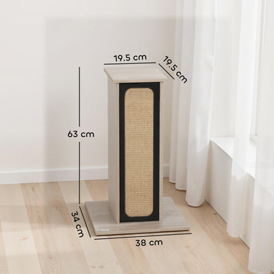 PawHut 63cm Cat Scratching Post, Cat Scratcher with Replaceable Scratching Board, Top Perch, Sisal Scratch Mat, Oak 