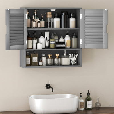 HOMCOM Bathroom Cabinet, Wall Mounted Storage Cabinet with Adjustable Shelves, 60 x 20 x 60 cm, Grey 