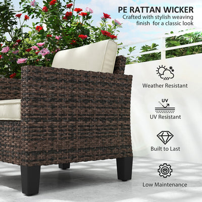 Outsunny Single Rattan Armchair, with Cushions - Brown 