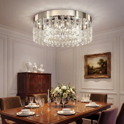 HOMCOM Crystal Chandeliers with 160 Crystal Pendants, 6-Light Ceiling Light for Living Room, Bedroom Dining Room, Silver Tone 