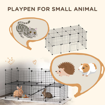 PawHut DIY Pet Playpen Metal Wire Fence Indoor Outdoor Rabbit Small Animals Cage 36 Panel Enclosure Black 