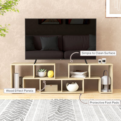 HOMCOM TV Stand for TVs up to 75 Inches, Free Combination TV Unit with Storage Shelves, Extendable Entertainment Centre for Living Room, Grey Oak Wood Grain 