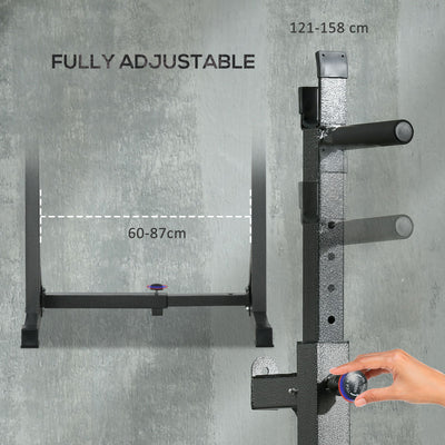 SPORTNOW Heavy Duty Barbell Squat Rack, Adjustable and Multifunctional Weight Power Stand, for Home, Gym - Black 